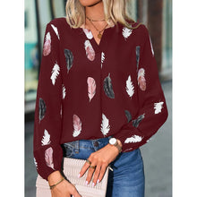 Carregar imagem no visualizador da galeria, Blusas Camisas Para Mulheres Elegantes, Manga Longa, Padrão Estampado