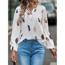 Carregar imagem no visualizador da galeria, Blusas Camisas Para Mulheres Elegantes, Manga Longa, Padrão Estampado