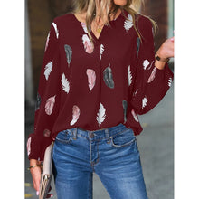 Carregar imagem no visualizador da galeria, Blusas Camisas Para Mulheres Elegantes, Manga Longa, Padrão Estampado