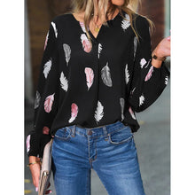 Carregar imagem no visualizador da galeria, Blusas Camisas Para Mulheres Elegantes, Manga Longa, Padrão Estampado