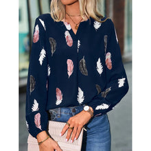 Carregar imagem no visualizador da galeria, Blusas Camisas Para Mulheres Elegantes, Manga Longa, Padrão Estampado