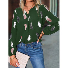 Carregar imagem no visualizador da galeria, Blusas Camisas Para Mulheres Elegantes, Manga Longa, Padrão Estampado