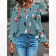 Carregar imagem no visualizador da galeria, Blusas Camisas Para Mulheres Elegantes, Manga Longa, Padrão Estampado