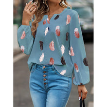 Carregar imagem no visualizador da galeria, Blusas Camisas Para Mulheres Elegantes, Manga Longa, Padrão Estampado