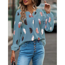 Carregar imagem no visualizador da galeria, Blusas Camisas Para Mulheres Elegantes, Manga Longa, Padrão Estampado