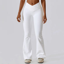 Carregar imagem no visualizador da galeria, Calças de Yoga Cintura Alta, Leggings Flare, Pernas Largas, Treino Fitness, Esportes, Dança Latina