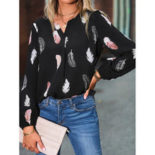 Carregar imagem no visualizador da galeria, Blusas Camisas Para Mulheres Elegantes, Manga Longa, Padrão Estampado