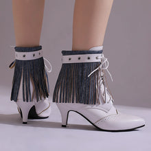 Carregar imagem no visualizador da galeria, Botas Feminina de Couro Sintético de Salto Alto, Cano Curto, Bico Fino, Estilo Vitoriano