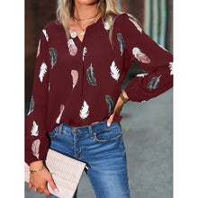 Carregar imagem no visualizador da galeria, Blusas Camisas Para Mulheres Elegantes, Manga Longa, Padrão Estampado