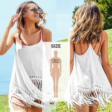 Carregar imagem no visualizador da galeria, Vestido Saída de Praia, Piscina e Férias. Feito em Crochê, Acabamento com Franjas  Branca
