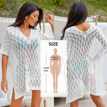 Carregar imagem no visualizador da galeria, Vestido Saída de Praia, Piscina e Férias. Feito em Crochê, Acabamento com Franjas  Branca
