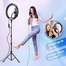 Carregar imagem no visualizador da galeria, Anel de Luz Led, Kit Completo Ring Light Com Tripé Universal de  2.1 Metros
