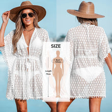 Carregar imagem no visualizador da galeria, Vestido Saída de Praia, Piscina e Férias. Feito em Crochê, Acabamento com Franjas  Branca
