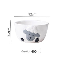 Carregar imagem no visualizador da galeria, Tigela de Arroz e Sopa,  Conjunto de Louças de Porcelana, Prato de Lanche com Desenho
