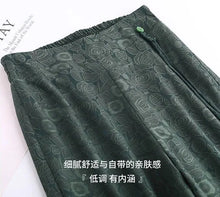Carregar imagem no visualizador da galeria, Calça de Pernas Largas, Cintura Alta com Jacquard Dividido, Estilo Casual
