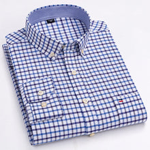 Carregar imagem no visualizador da galeria, Camisa Masculina 100% Algodão, Manga Comprida, Cores Lisa e Xadrez, Estampa Regular (gh)
