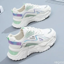 Carregar imagem no visualizador da galeria, Tênis Feminino Planos Plataforma, Sapatos Verdes Formadores casuais tênis grossos

