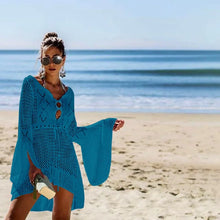 Carregar imagem no visualizador da galeria, Vestido de Praia, Casa e Piscina, Robe Feminino, Cover Up, Peça em Tricô, Algodão
