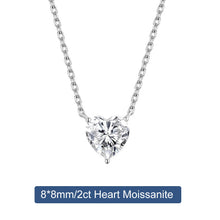Carregar imagem no visualizador da galeria, Colar com Pingente de Moissanite em Forma de Coração, 2/4 Quilates, Prata Esterlina 925
