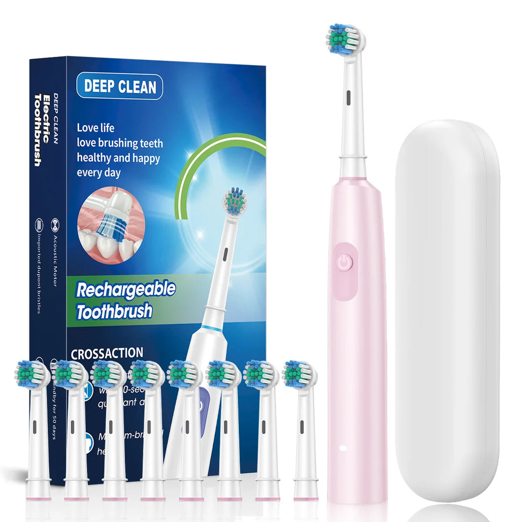 Escova de Dentes Elétrica Rotativa, Bateria Recarregável e Cabeças para Substituição
