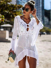Carregar imagem no visualizador da galeria, Vestido de Praia, Casa e Piscina, Robe Feminino, Cover Up, Peça em Tricô, Algodão
