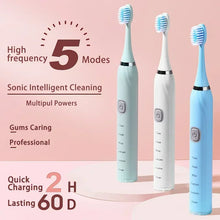 Carregar imagem no visualizador da galeria, Escovas de Dentes Elétrica Sônica, Limpeza Profunda, com Carregador USB
