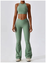 Carregar imagem no visualizador da galeria, Calças de Yoga Cintura Alta, Leggings Flare, Pernas Largas, Treino Fitness, Esportes, Dança Latina
