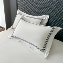 Carregar imagem no visualizador da galeria, Camas: Conjunto Ultramacio de Microfibra, Linhas Bordadas e Fronhas Fecho de Zíper
