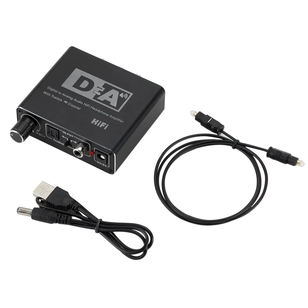 Conversor de Áudio Digital para Analógico, Saídas de Áudio RCA, Entrada Coaxial Óptica