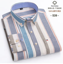 Carregar imagem no visualizador da galeria, Camisa Masculina 100% Algodão, Manga Comprida, Cores Lisa e Xadrez, Estampa Regular (gh)
