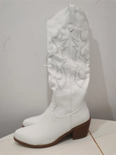 Carregar imagem no visualizador da galeria, Botas Altas Cowgirl Bordado Ocidental, Salto Grosso, Plataforma Plus Size 45

