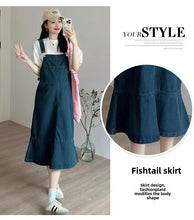 Carregar imagem no visualizador da galeria, Vestido Maternidade, Design Fino, Cauda de Peixe, Macacão Jeans com Camiseta Interna
