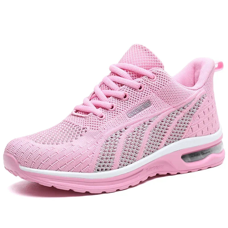 Tênis Femininos Moda Casual, Malha Confortável, Respirável, Sapatos para Mulher