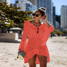 Carregar imagem no visualizador da galeria, Vestido de Praia, Casa e Piscina, Robe Feminino, Cover Up, Peça em Tricô, Algodão
