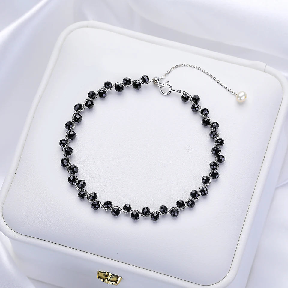 Pulseira de Turmalina de Pedra Natural à Mão, Joias para Festas