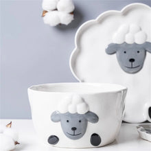Carregar imagem no visualizador da galeria, Tigela de Arroz e Sopa,  Conjunto de Louças de Porcelana, Prato de Lanche com Desenho
