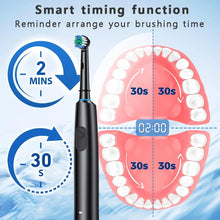 Carregar imagem no visualizador da galeria, Escova de Dentes Elétrica Rotativa, Bateria Recarregável e Cabeças para Substituição
