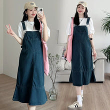 Carregar imagem no visualizador da galeria, Vestido Maternidade, Design Fino, Cauda de Peixe, Macacão Jeans com Camiseta Interna
