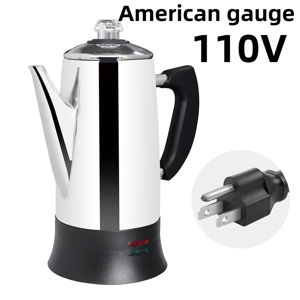 Cafeteira Elétrica de Aço Inoxidável, Chaleira por Gotejamento, Máquina de Café Expresso