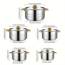 Carregar imagem no visualizador da galeria, Panelas de Aço Inoxidável com Alça Dupla e Tampas, Panelas de Sopa Funda

