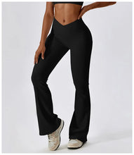 Carregar imagem no visualizador da galeria, Calças de Yoga Cintura Alta, Leggings Flare, Pernas Largas, Treino Fitness, Esportes, Dança Latina
