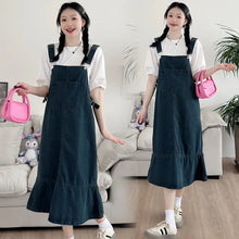 Carregar imagem no visualizador da galeria, Vestido Maternidade, Design Fino, Cauda de Peixe, Macacão Jeans com Camiseta Interna
