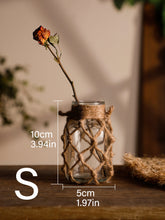 Carregar imagem no visualizador da galeria, Vaso de Vidro Rústico Para Sala de Estar, Com Arte em Corda de Cânhamo, Decoração de Mesa
