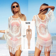 Carregar imagem no visualizador da galeria, Vestido Saída de Praia, Piscina e Férias. Feito em Crochê, Acabamento com Franjas  Branca
