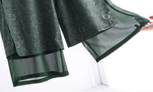 Carregar imagem no visualizador da galeria, Calça de Pernas Largas, Cintura Alta com Jacquard Dividido, Estilo Casual
