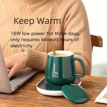 Carregar imagem no visualizador da galeria, Canecas de  Cerâmica com Aquecedor Elétrico de 55°,  mais  Tampa e uma Colher, Conjunto de Caneca Escritório
