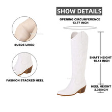 Carregar imagem no visualizador da galeria, Botas Altas Cowgirl Bordado Ocidental, Salto Grosso, Plataforma Plus Size 45
