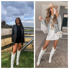 Carregar imagem no visualizador da galeria, Botas Altas Cowgirl Bordado Ocidental, Salto Grosso, Plataforma Plus Size 45
