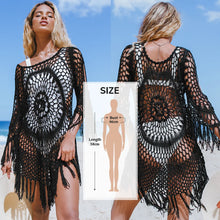 Carregar imagem no visualizador da galeria, Vestido Saída de Praia, Piscina e Férias. Feito em Crochê, Acabamento com Franjas  Branca
