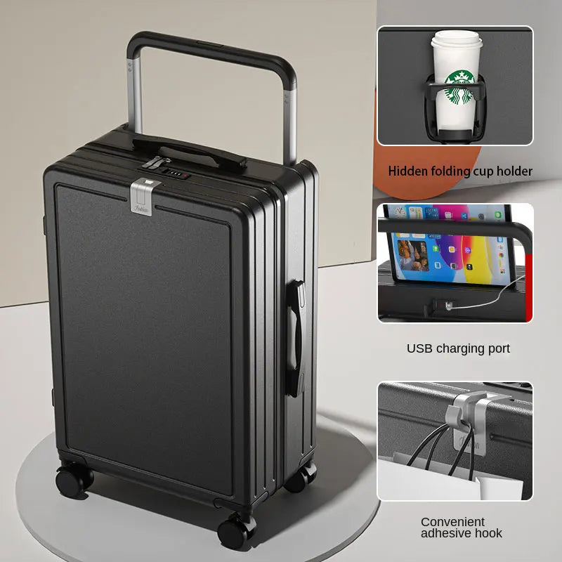 Malas de Viagem com Rodinhas, Porta USB e Porta-Copos, Malas com Senha